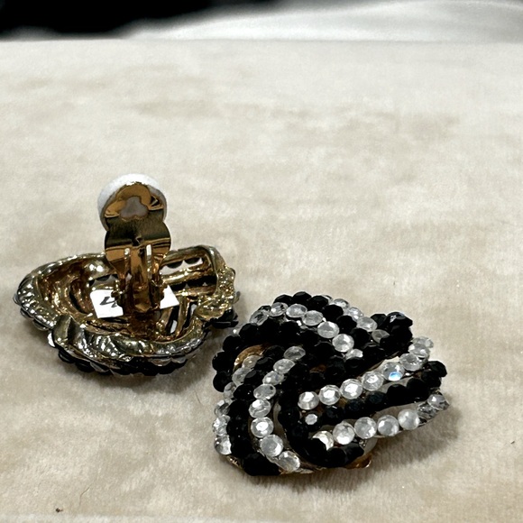 VINTAGE BELLINI DESIGNER  BLACK  & CLEAR SCROLL CRYSTAL HAND MADE NEW - Picture 6 of 11